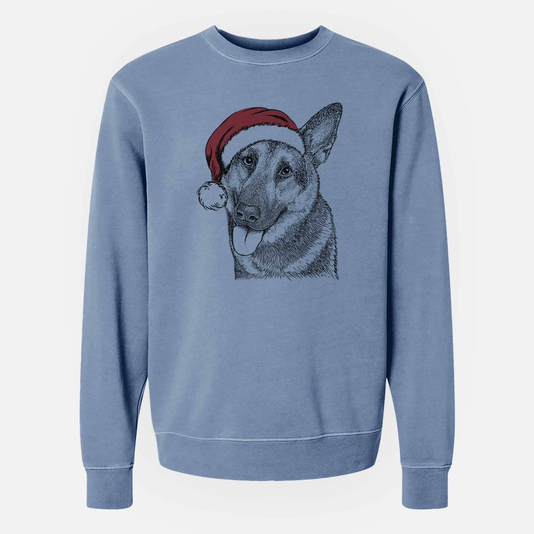 Santa Whitaker the German Shepherd - Unisex Pigment Dyed Crew Sweatshirt