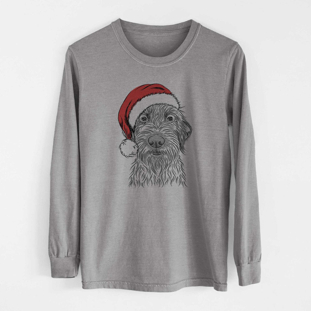 Santa Wilkins the Wirehaired Pointing Griffon - Men's Heavyweight 100% Cotton Long Sleeve