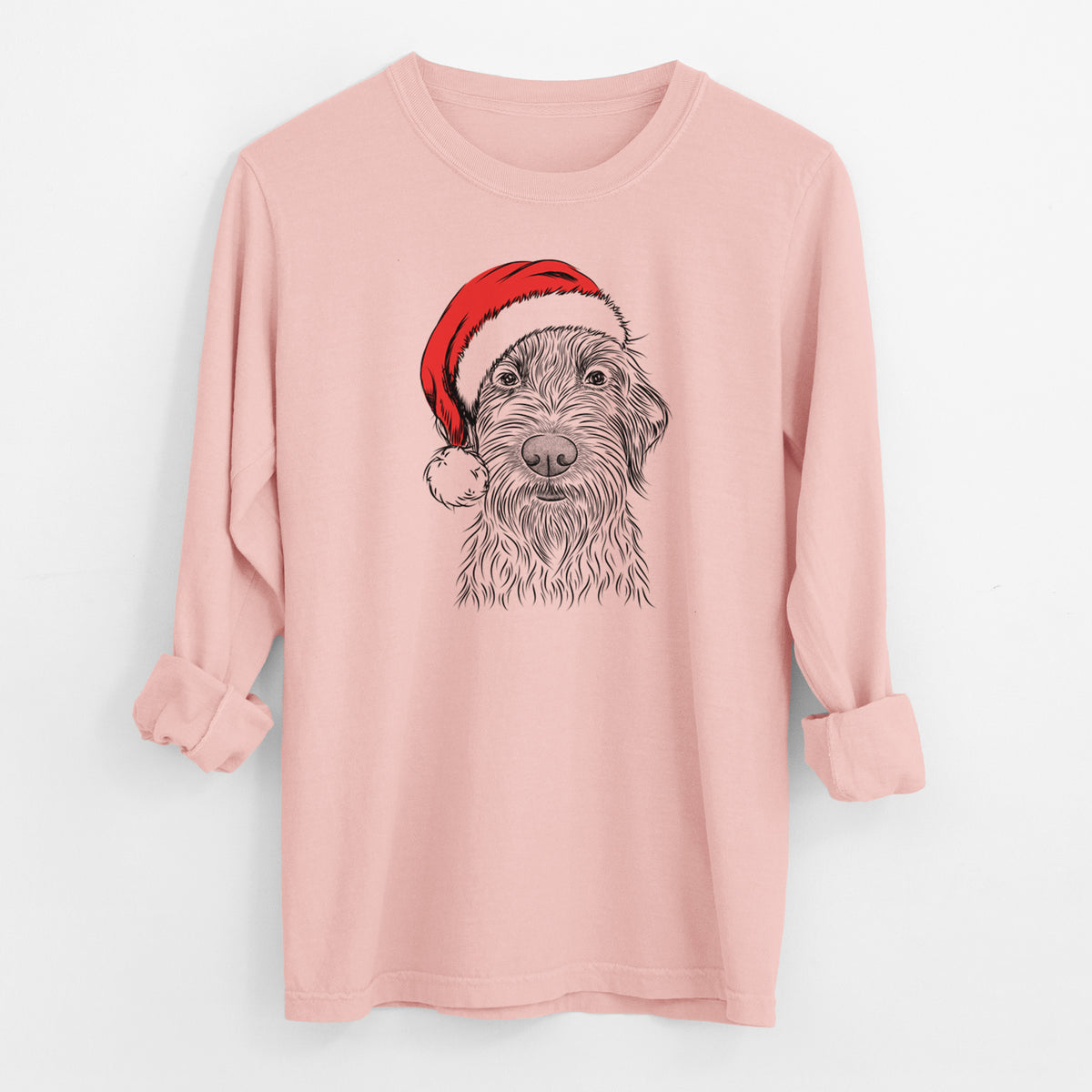 Santa Wilkins the Wirehaired Pointing Griffon - Men's Heavyweight 100% Cotton Long Sleeve