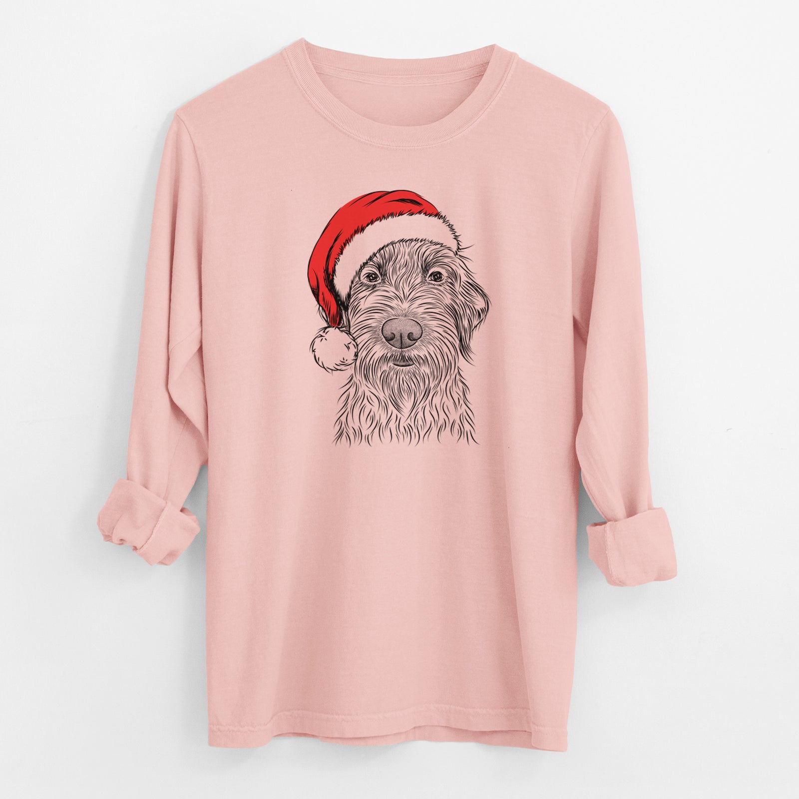 Santa Wilkins the Wirehaired Pointing Griffon - Men's Heavyweight 100% Cotton Long Sleeve