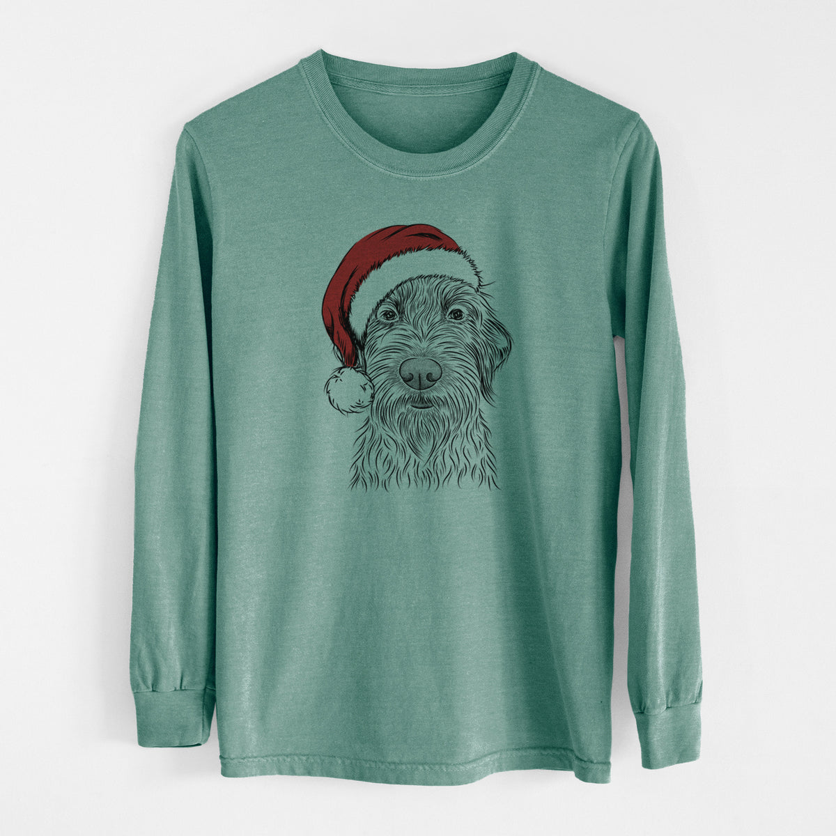 Santa Wilkins the Wirehaired Pointing Griffon - Men's Heavyweight 100% Cotton Long Sleeve
