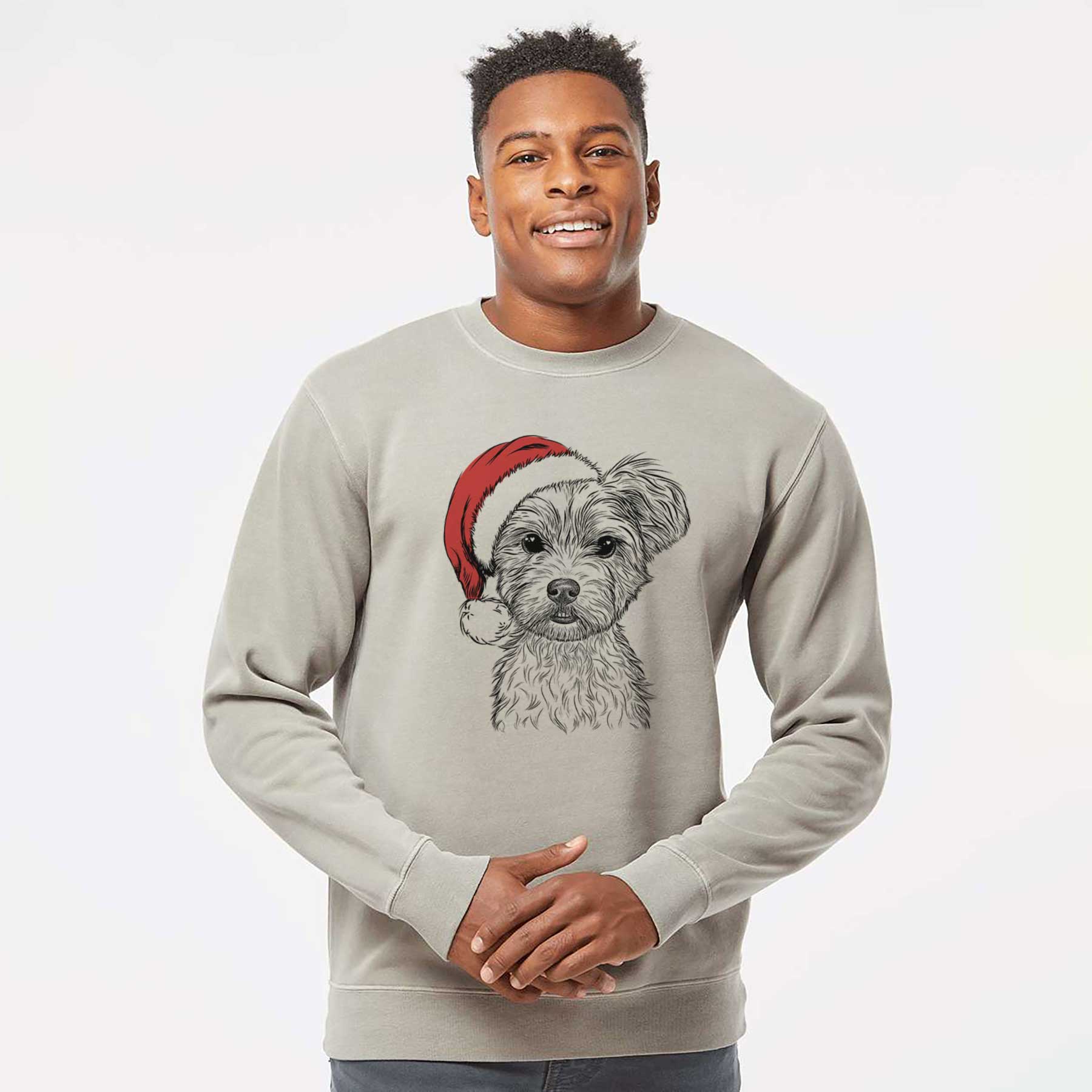 Santa William Mitchell Newman the Yorkshire Terrier - Unisex Pigment Dyed Crew Sweatshirt