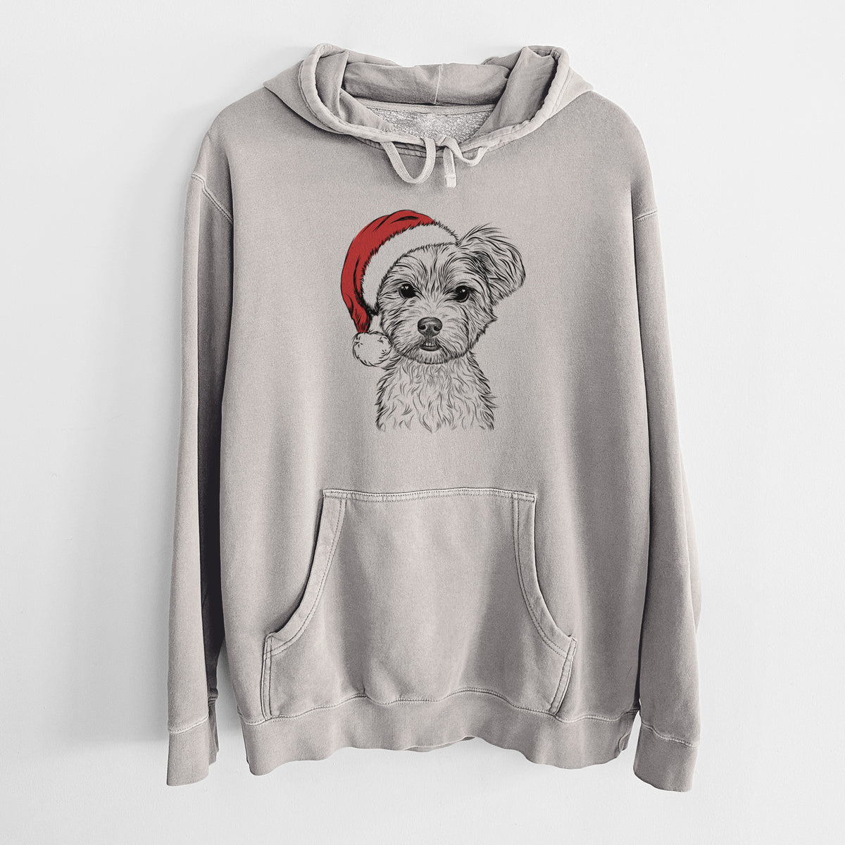 Santa Hat William Mitchell Newman the Yorkshire Terrier - Unisex Pigment Dyed Hoodie