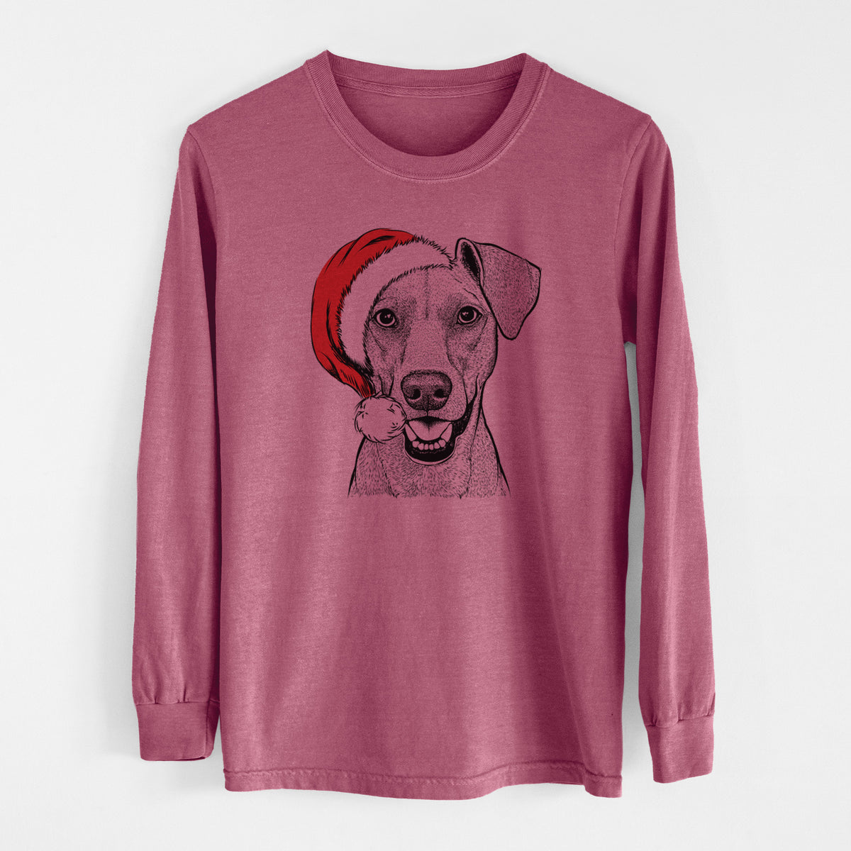 Santa Willow the German Pinscher - Men&#39;s Heavyweight 100% Cotton Long Sleeve