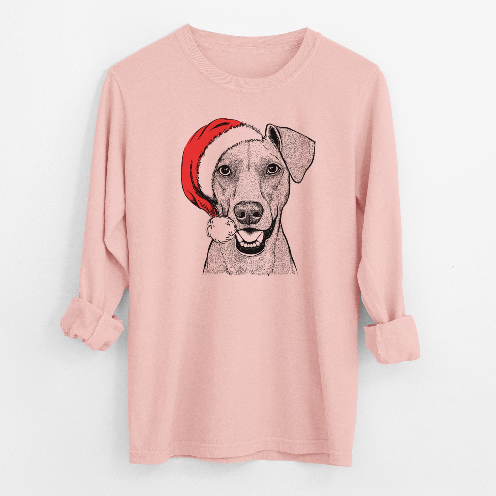 Santa Willow the German Pinscher - Men's Heavyweight 100% Cotton Long Sleeve