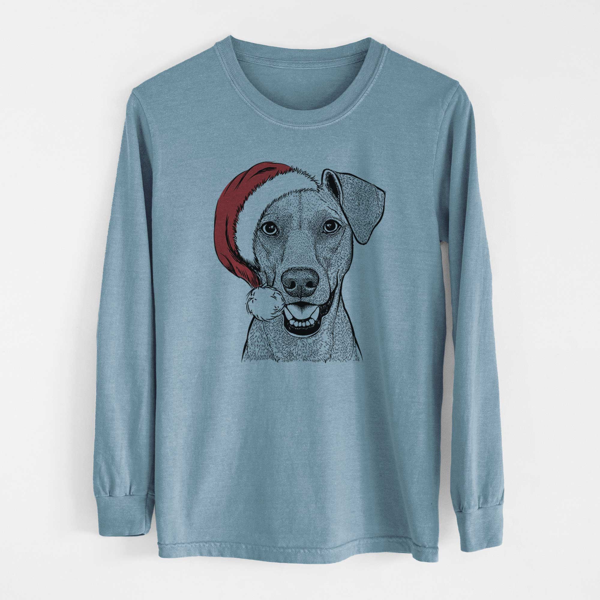 Santa Willow the German Pinscher - Men's Heavyweight 100% Cotton Long Sleeve