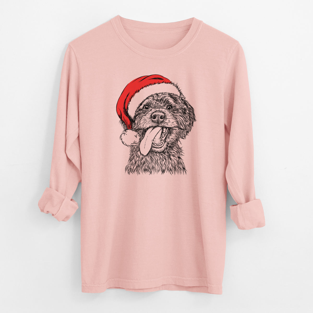 Santa Winnie the Mini Aussiedoodle - Men's Heavyweight 100% Cotton Long Sleeve