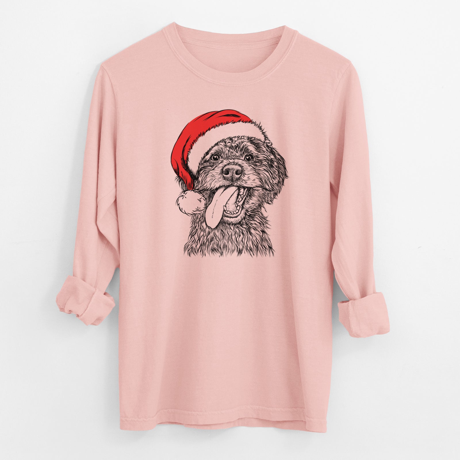 Santa Winnie the Mini Aussiedoodle - Men's Heavyweight 100% Cotton Long Sleeve