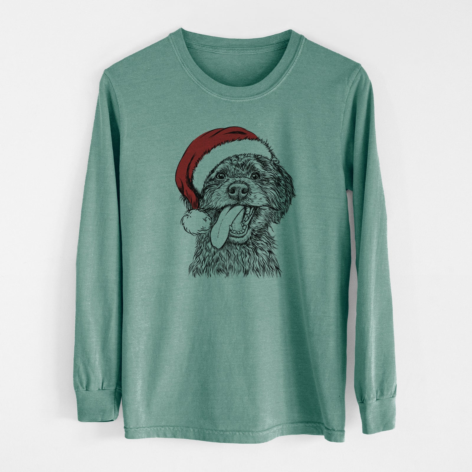 Santa Winnie the Mini Aussiedoodle - Men's Heavyweight 100% Cotton Long Sleeve