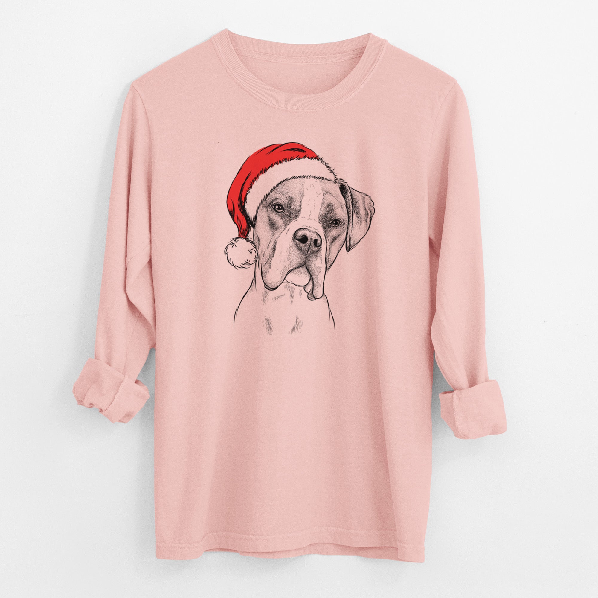 Santa Winston the Boxer - Men's Heavyweight 100% Cotton Long Sleeve