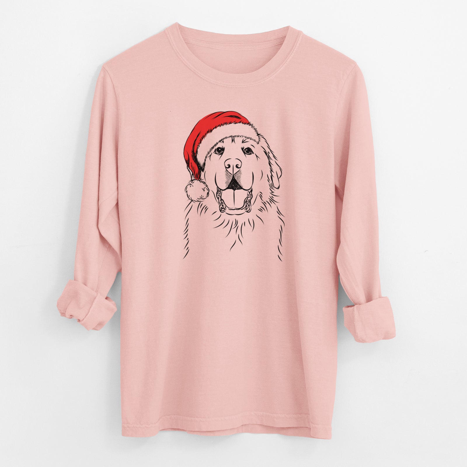 Santa Zeus the Great Pyrenees - Men's Heavyweight 100% Cotton Long Sleeve