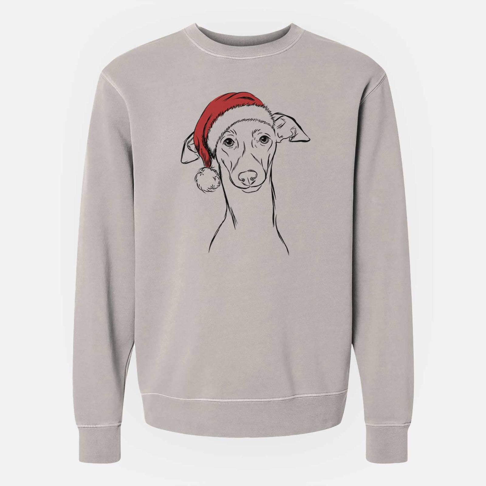 Santa Ziggie the Italian Greyhound - Unisex Pigment Dyed Crew Sweatshirt