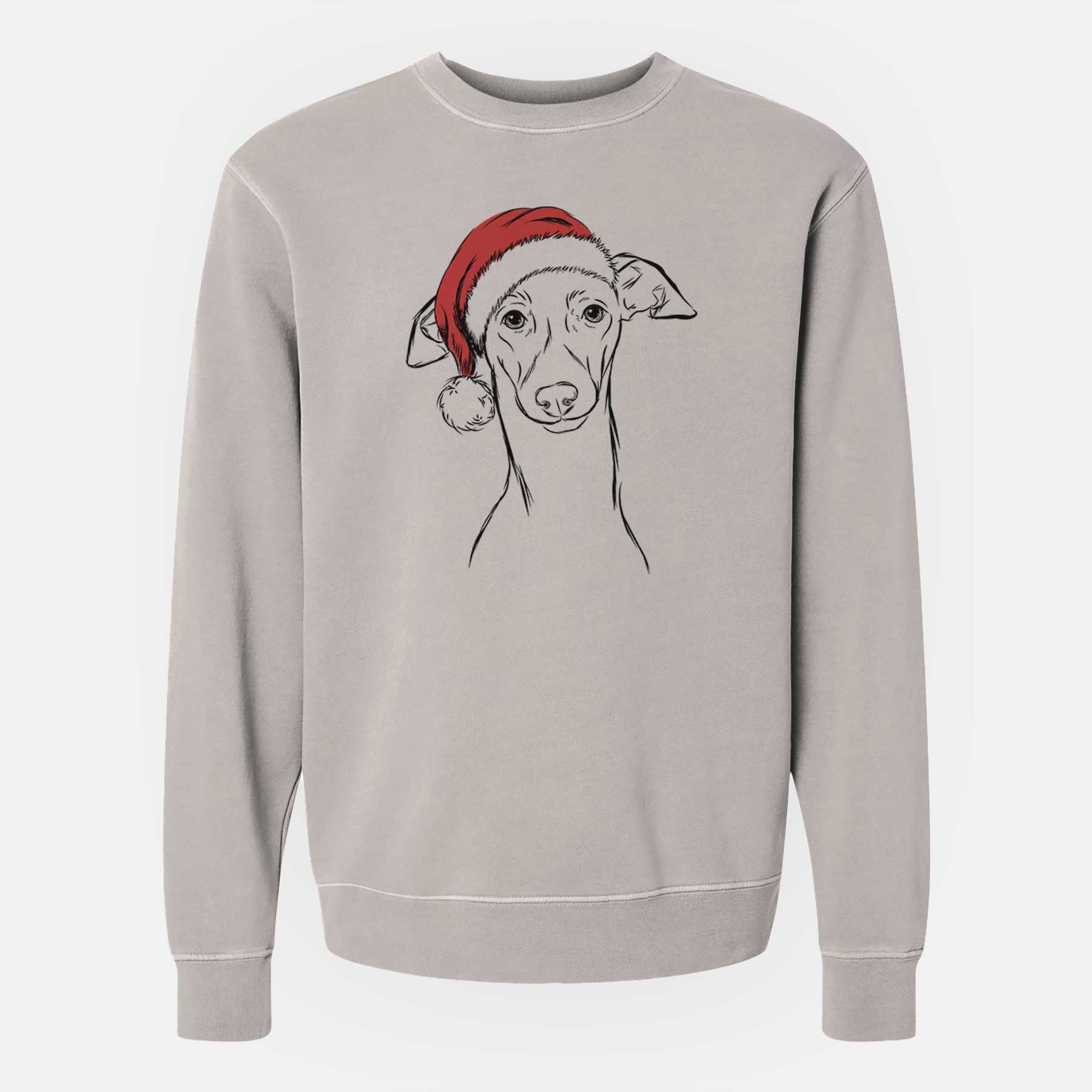 Santa Ziggie the Italian Greyhound - Unisex Pigment Dyed Crew Sweatshirt