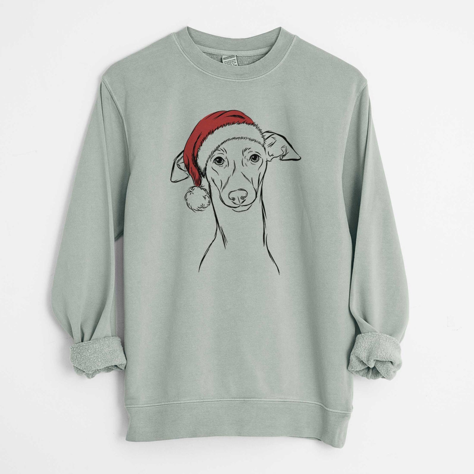 Santa Ziggie the Italian Greyhound - Unisex Pigment Dyed Crew Sweatshirt