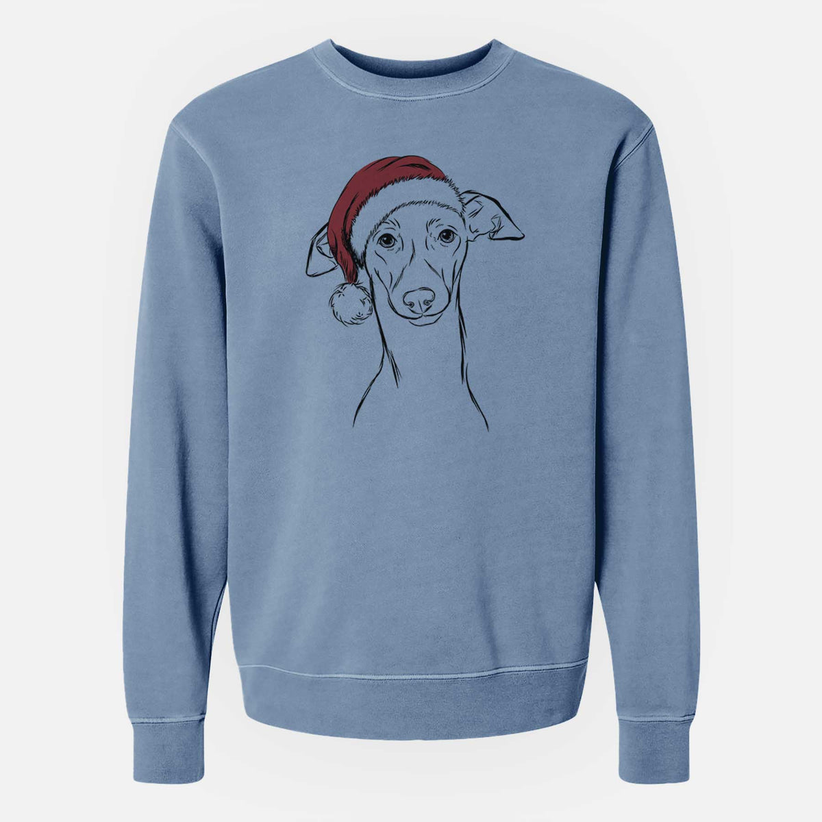 Santa Ziggie the Italian Greyhound - Unisex Pigment Dyed Crew Sweatshirt
