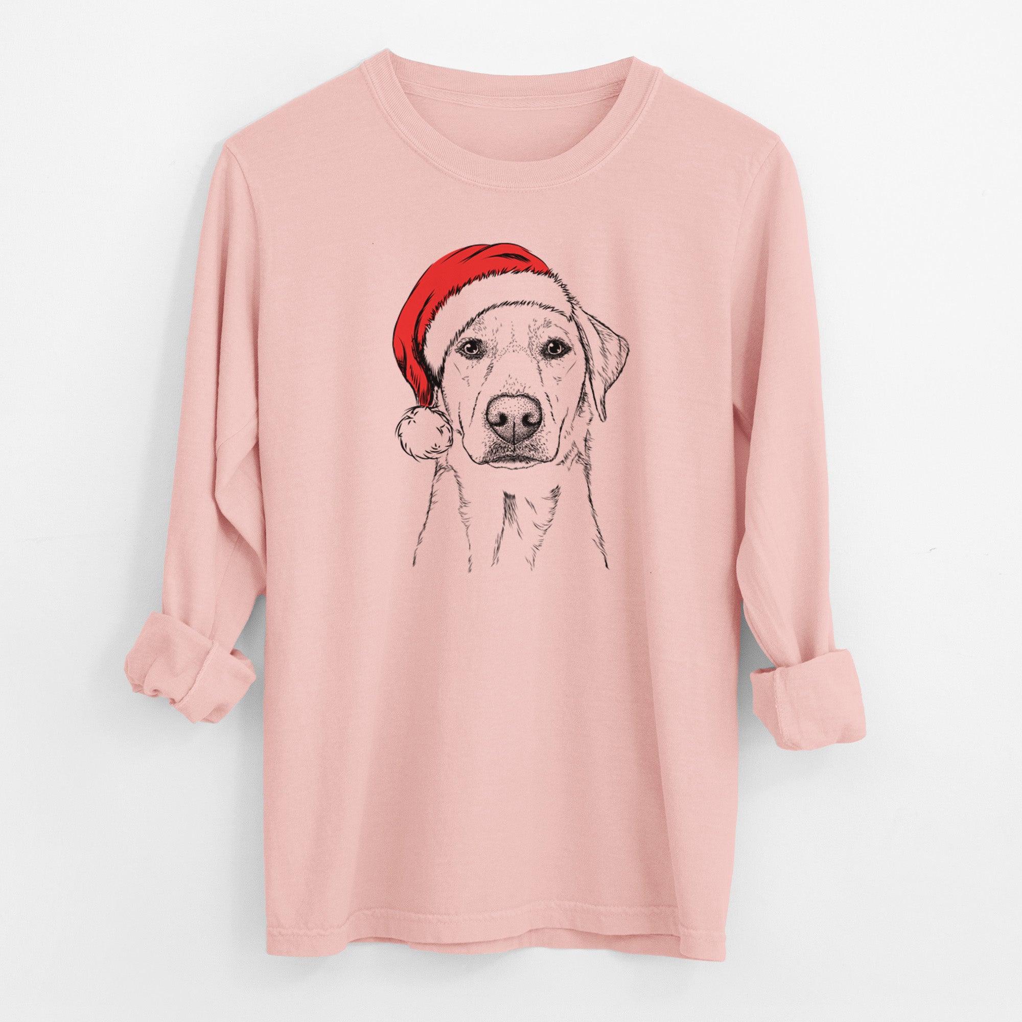 Santa Zoe the Yellow Lab - Men's Heavyweight 100% Cotton Long Sleeve