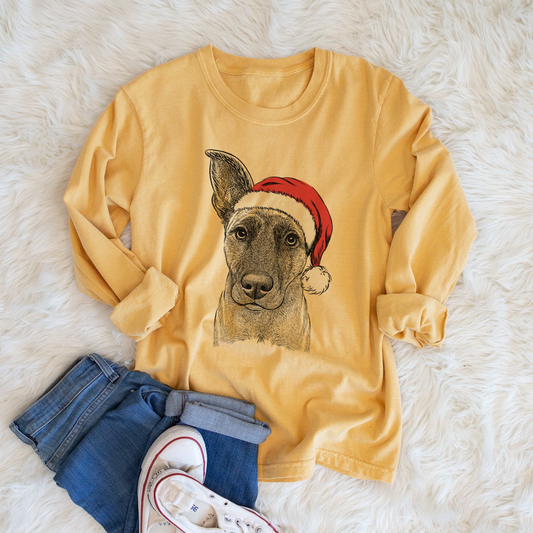 Santa Zoey the Mixed Breed - Men's Heavyweight 100% Cotton Long Sleeve