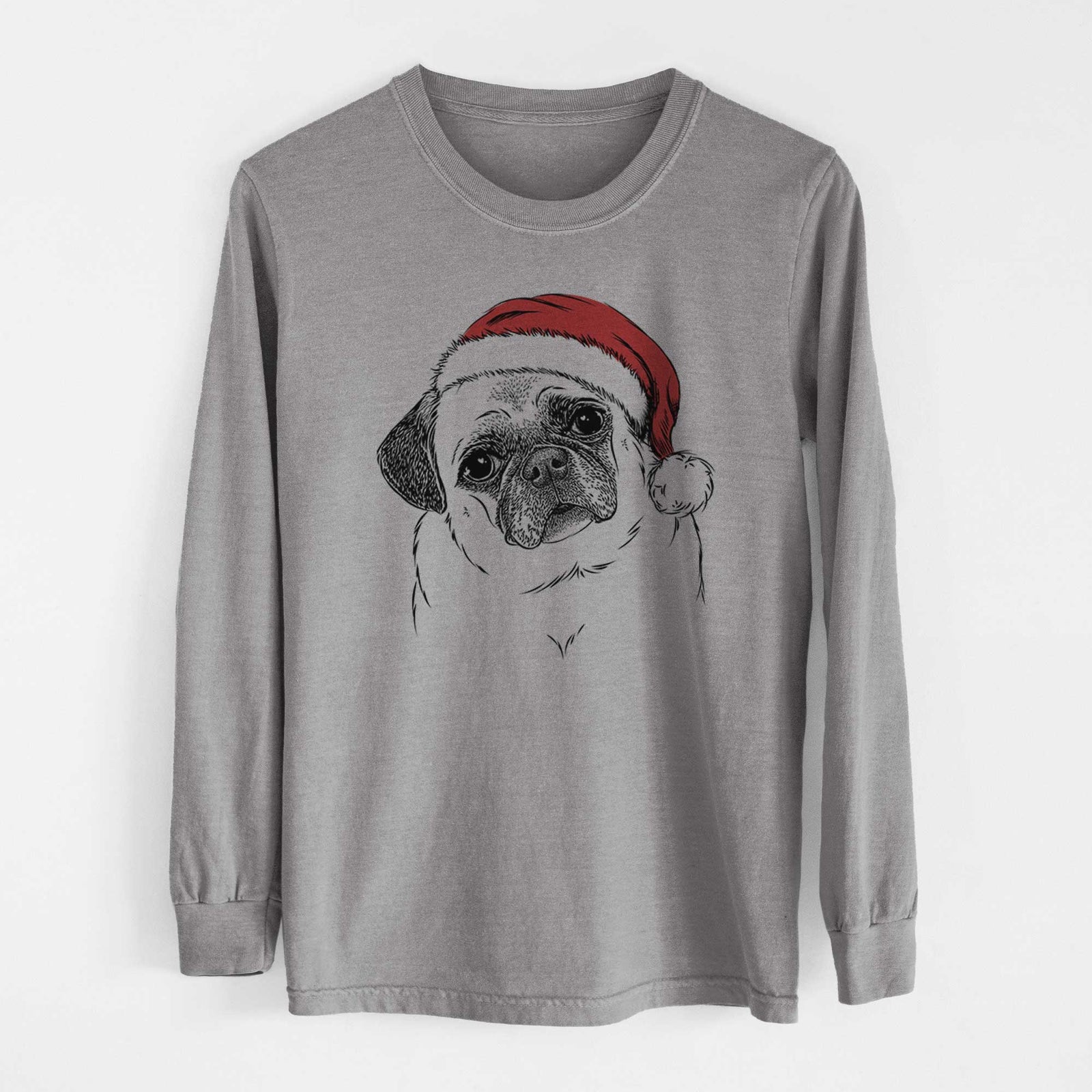 Santa Zoey the Pug - Men's Heavyweight 100% Cotton Long Sleeve