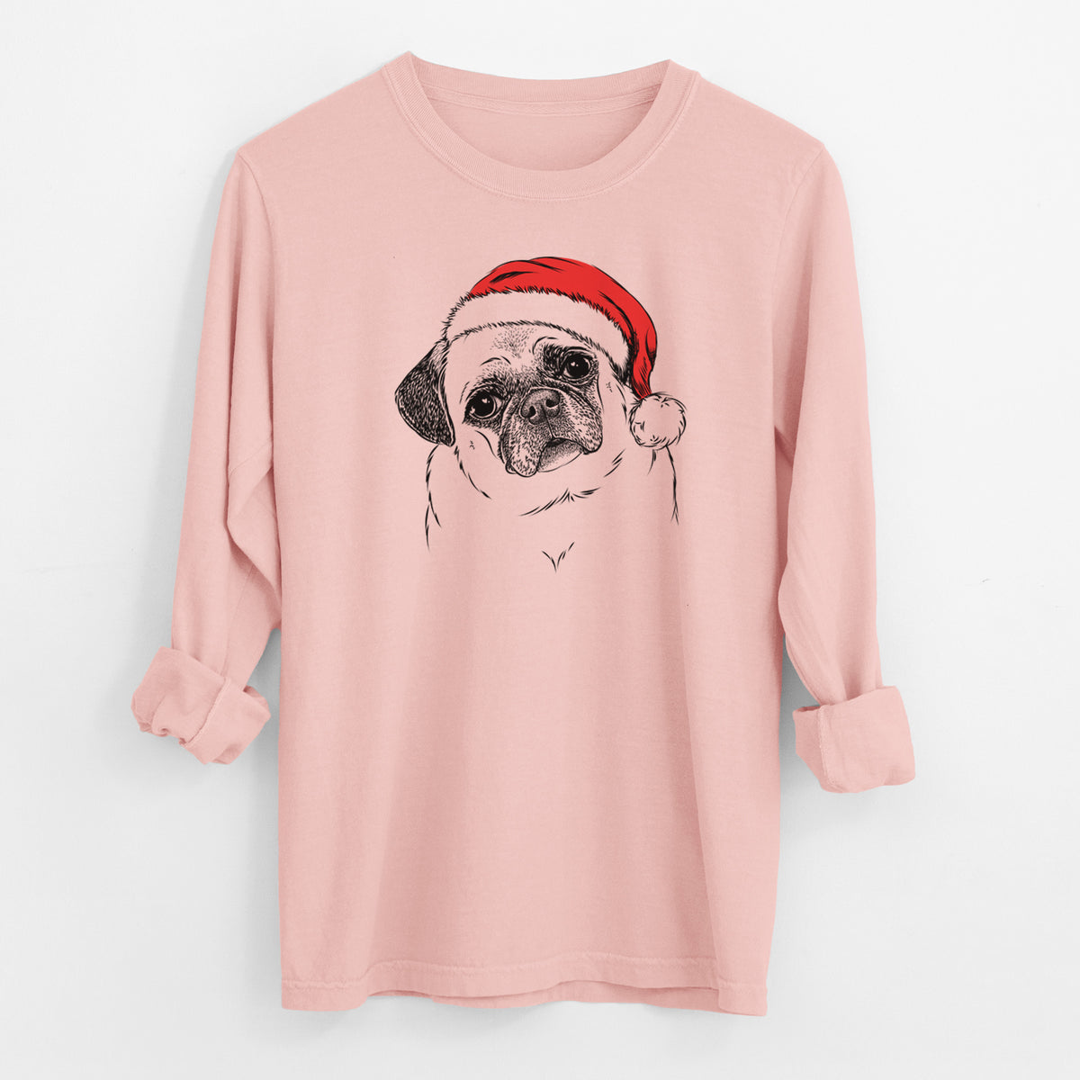 Santa Zoey the Pug - Men's Heavyweight 100% Cotton Long Sleeve