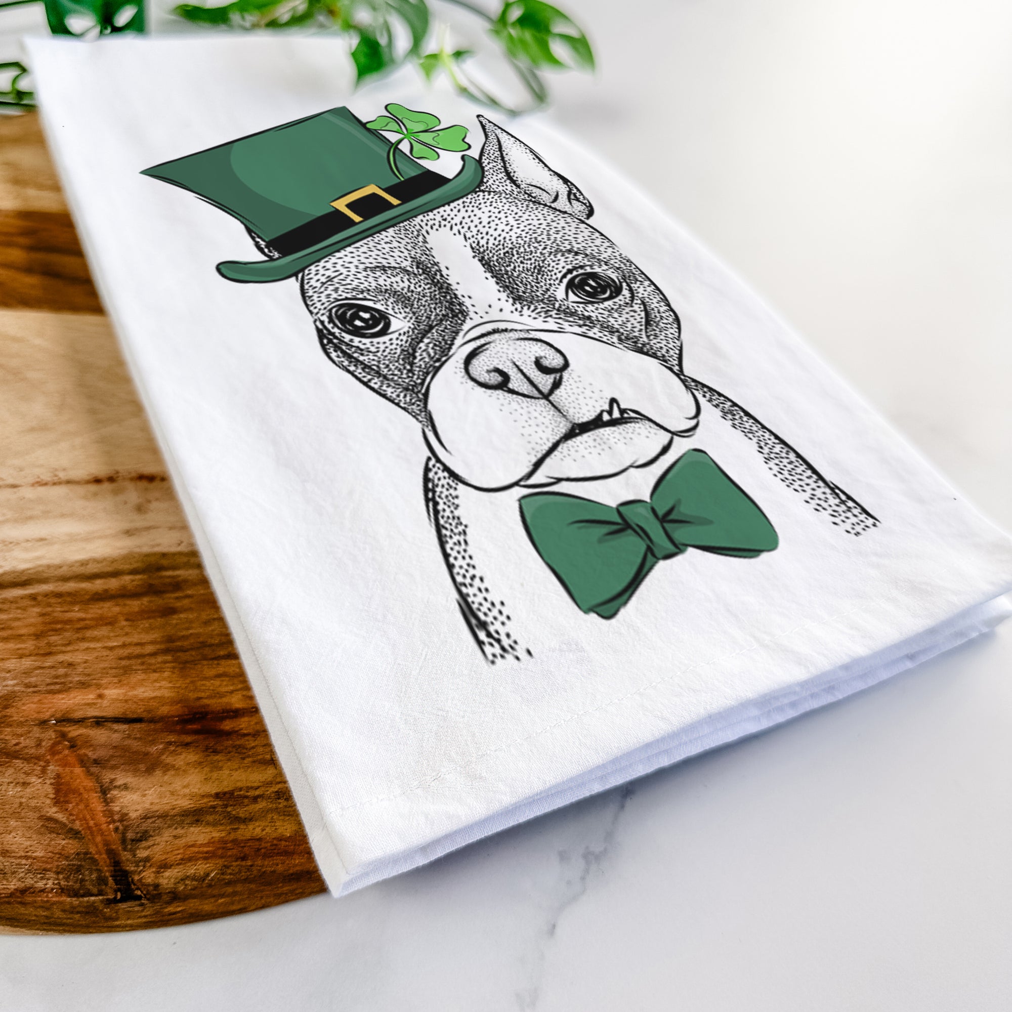 Bean the Boston Terrier Tea Towel