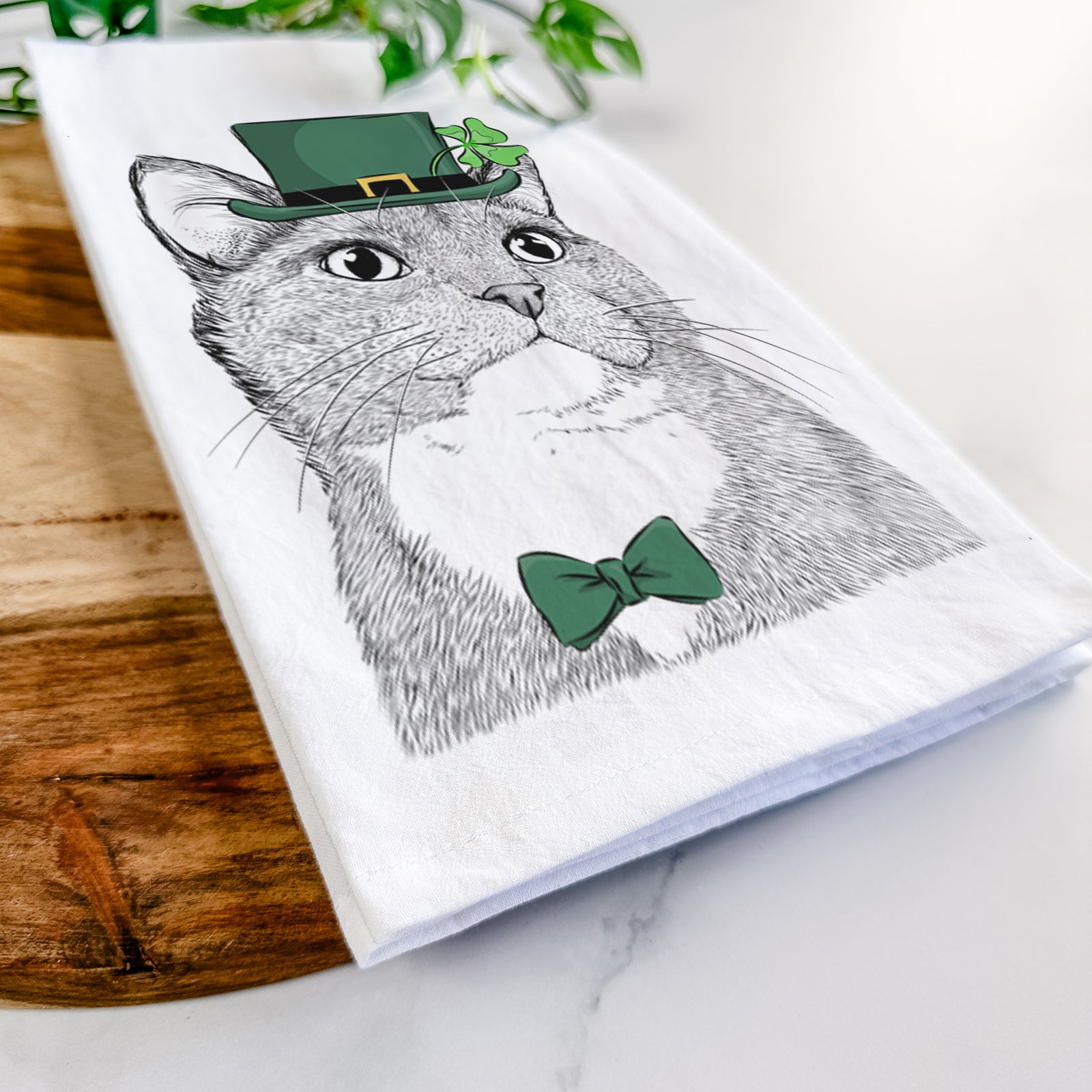 Gizmo the Grey Cat Tea Towel