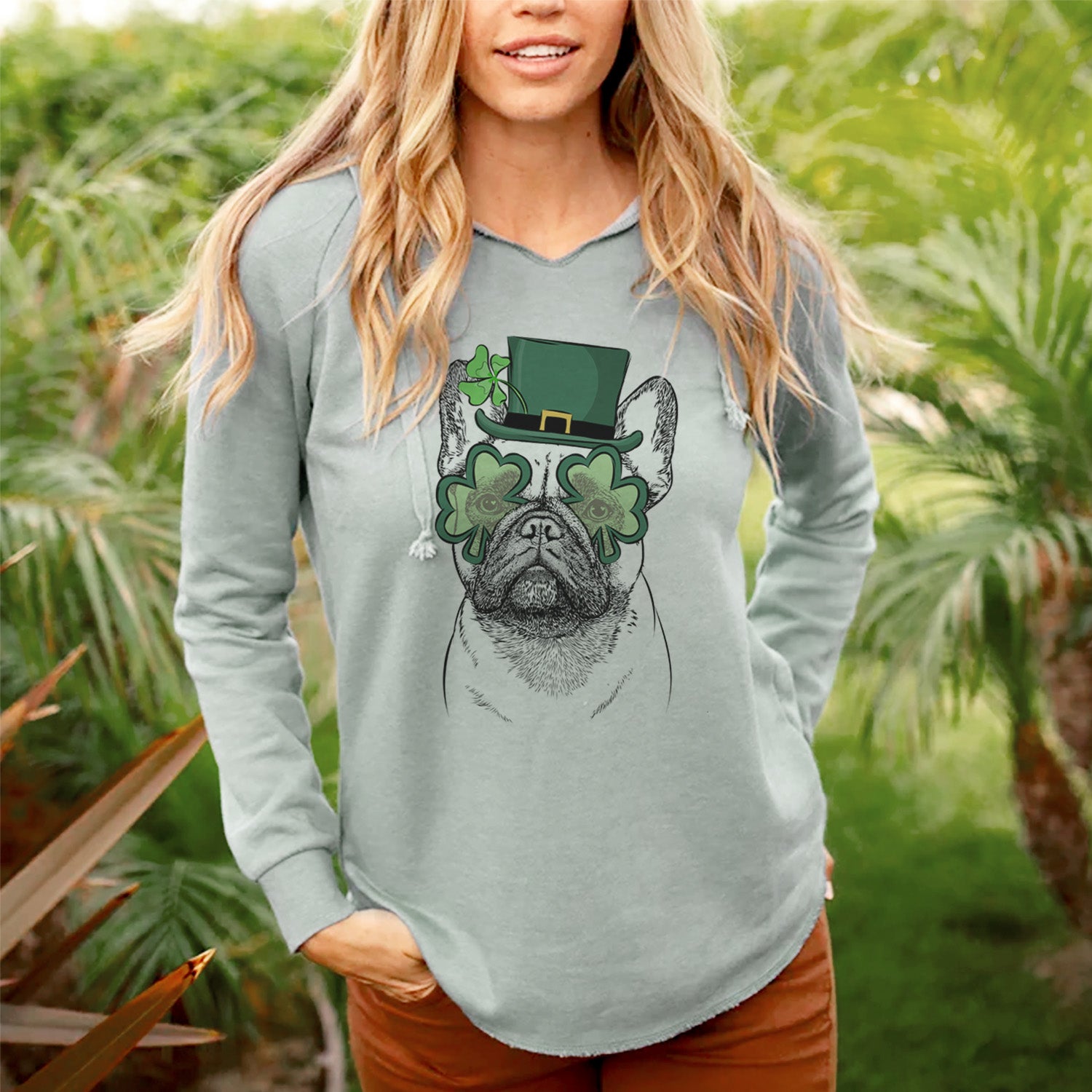 St. Patrick's Glasses Kingsleigh the French Bulldog- Cali Wave Hooded Sweatshirt