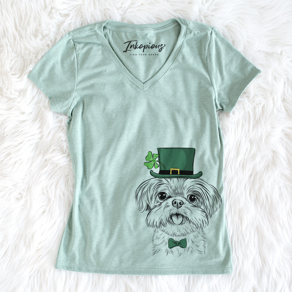 St. Patrick&#39;s Pebbles the Shorkie - Women&#39;s Perfect V-neck Shirt