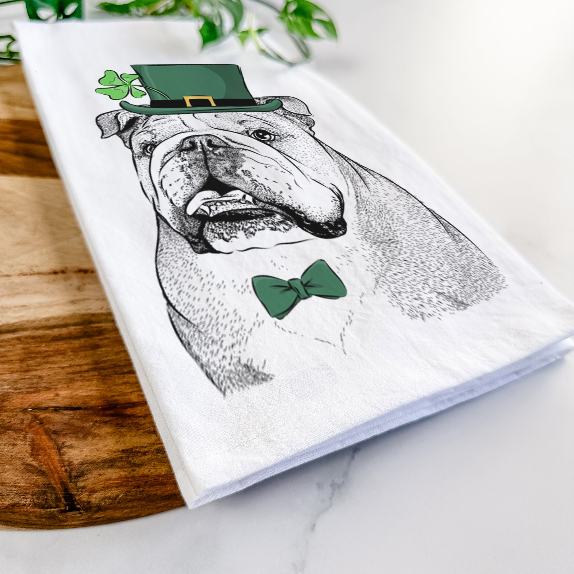 Piggy the English Bulldog Tea Towel