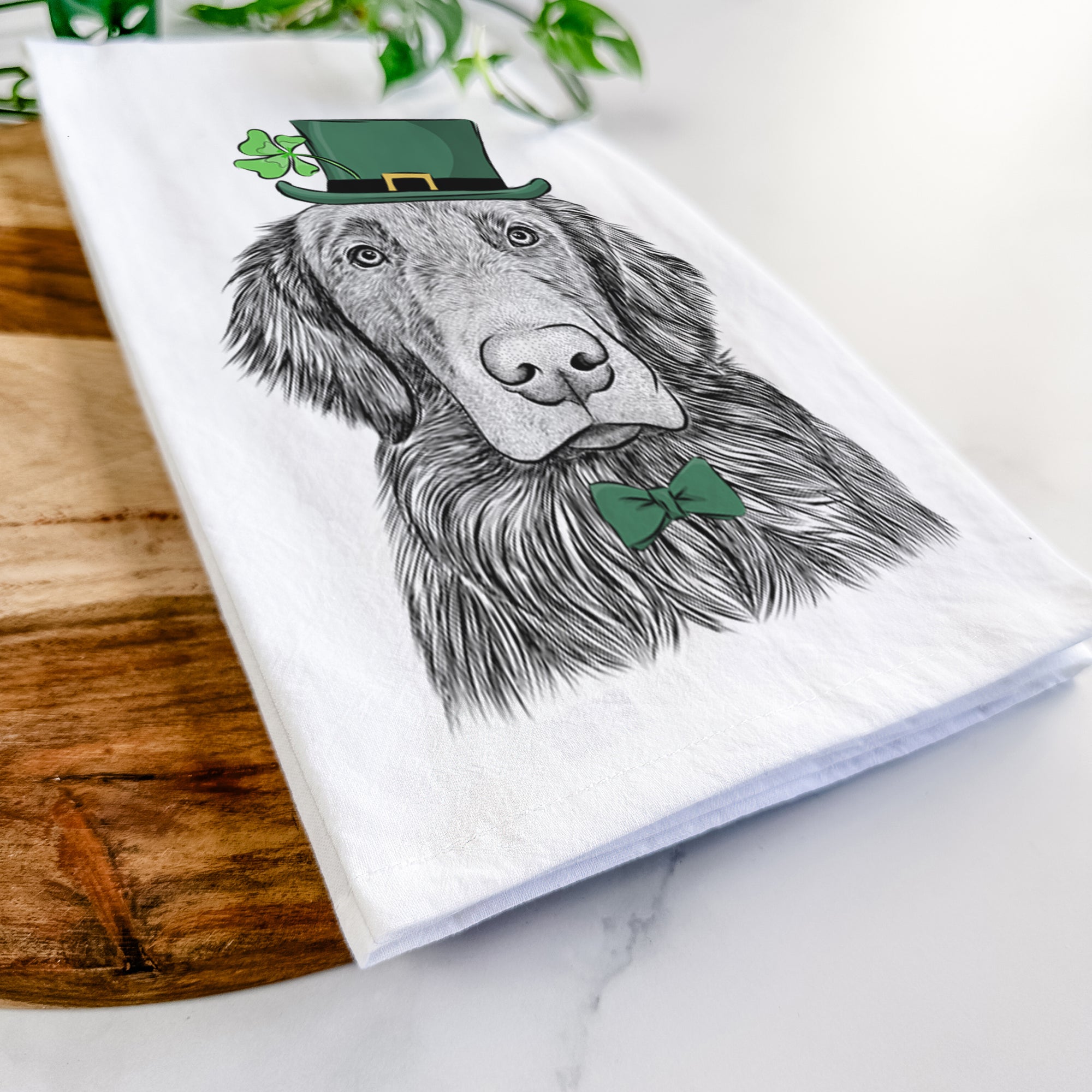 Pippin the Flat Coated Retriever Tea Towel