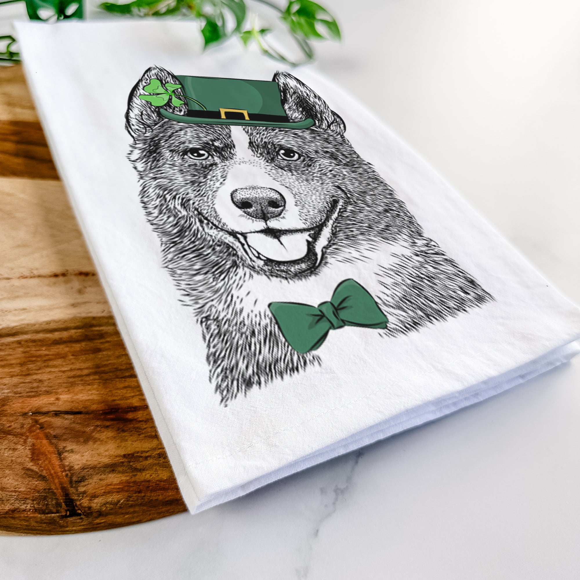 Tosca the Karelian Bear Dog Tea Towel