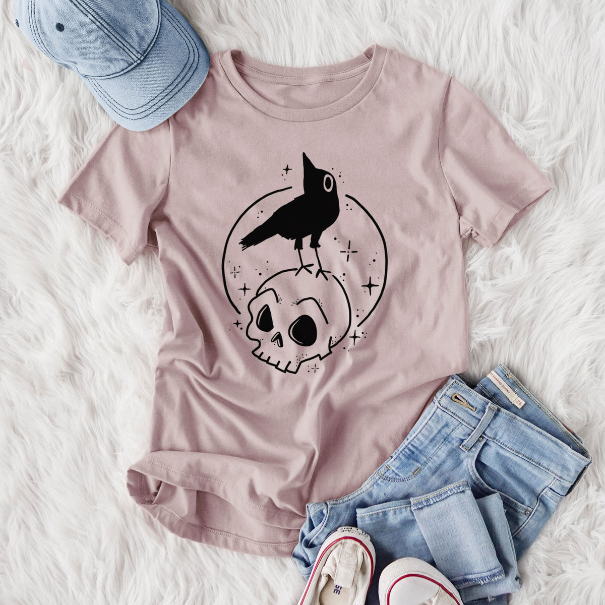 Skull Raven - Women's Lightweight Relaxed Fit 100% Cotton Crewneck