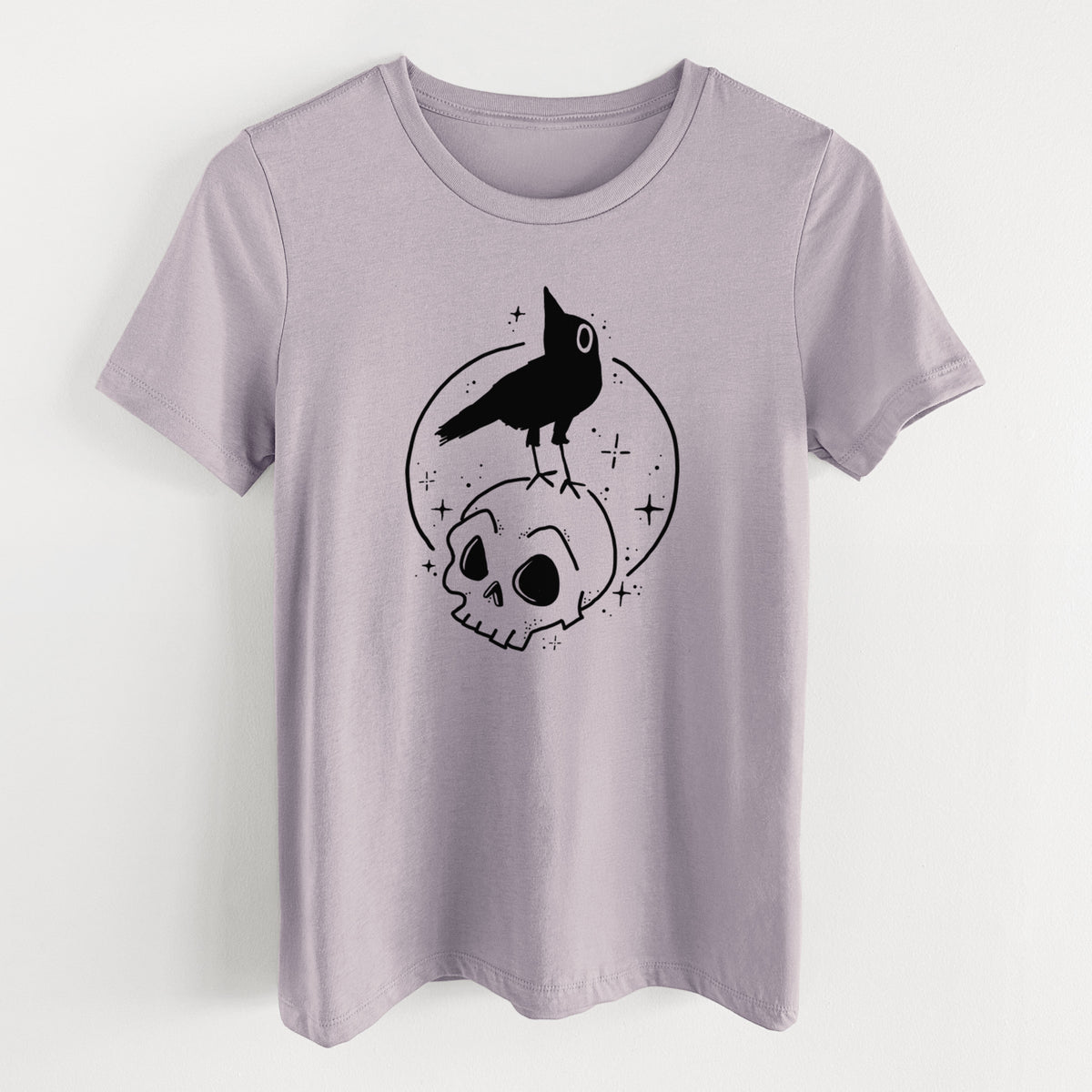 Skull Raven - Women&#39;s Lightweight Relaxed Fit 100% Cotton Crewneck