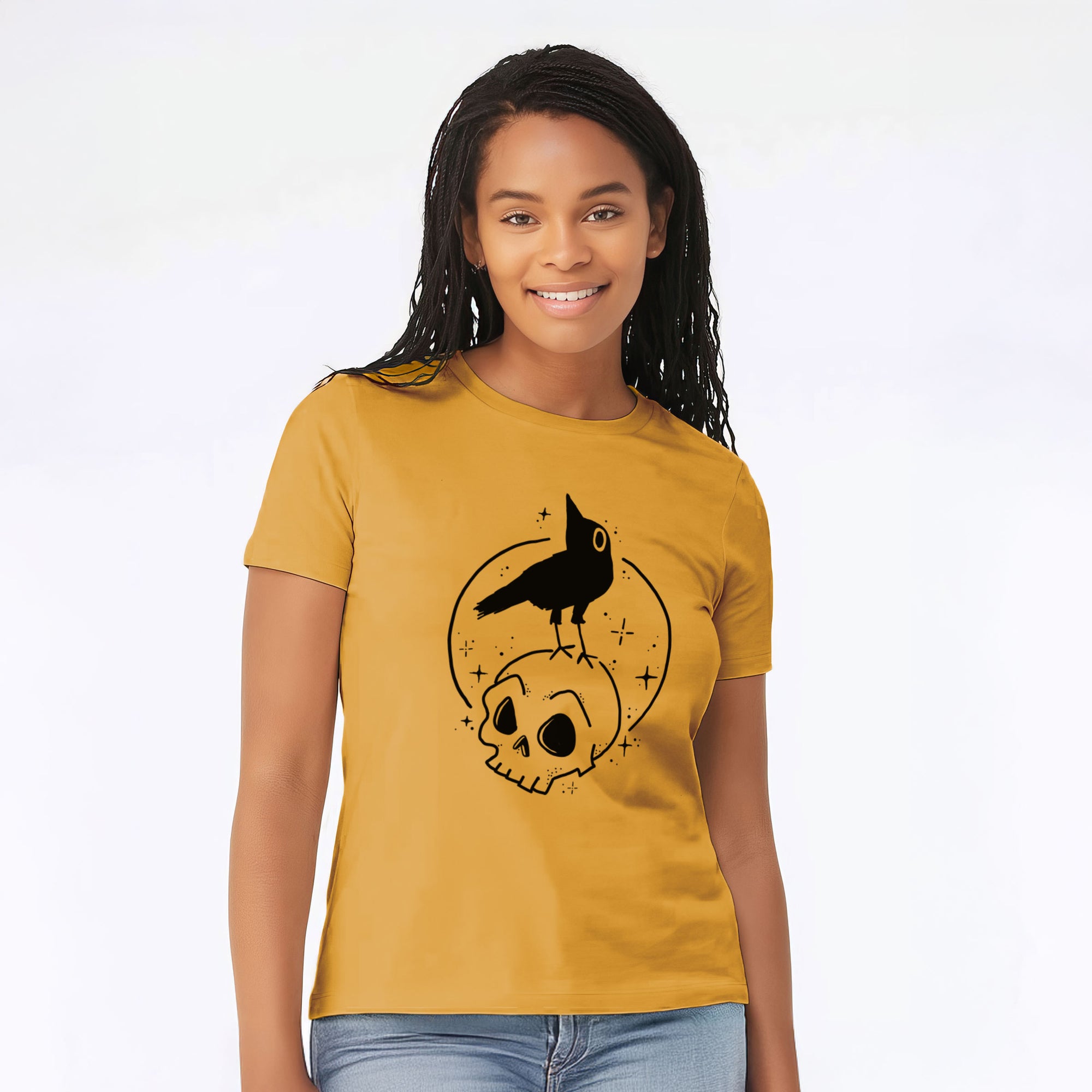 Skull Raven - Women's Lightweight Relaxed Fit 100% Cotton Crewneck