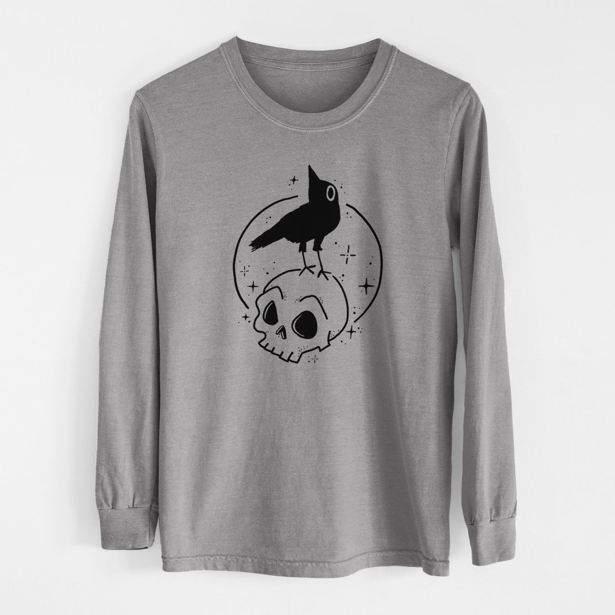 Skull Raven - Men's Heavyweight 100% Cotton Long Sleeve