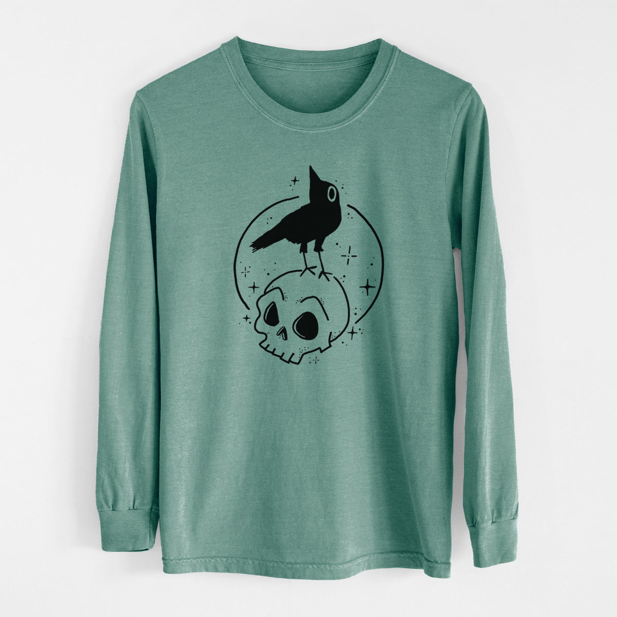 Skull Raven - Men's Heavyweight 100% Cotton Long Sleeve