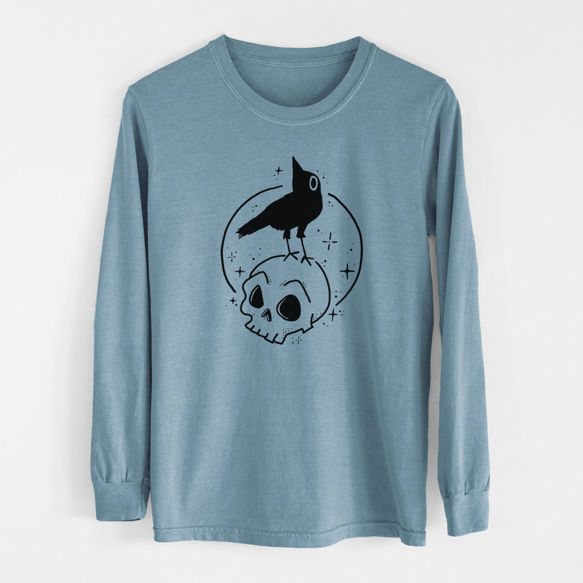 Skull Raven - Men's Heavyweight 100% Cotton Long Sleeve