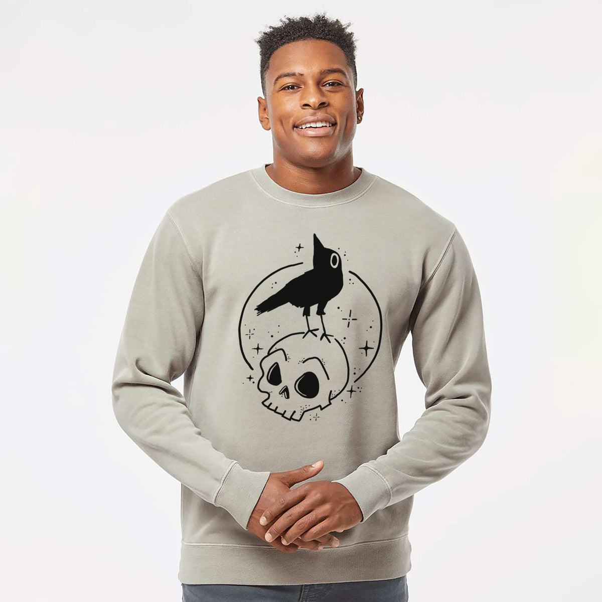 Skull Raven - Unisex Pigment Dyed Crew Sweatshirt