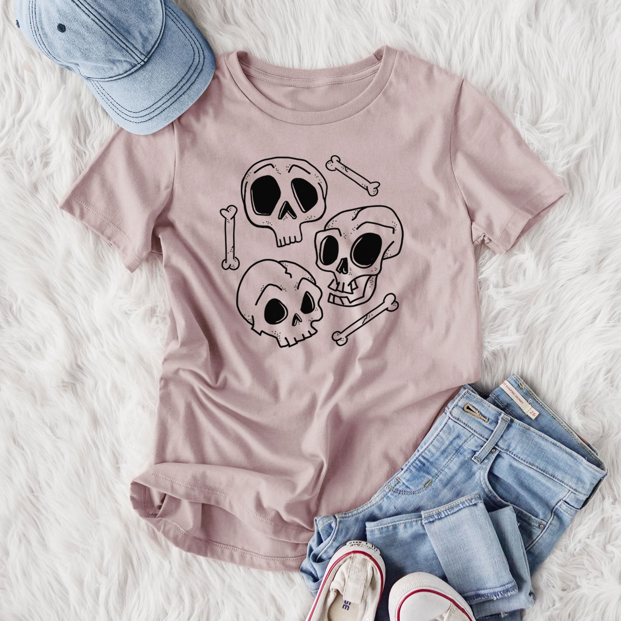 Skull Trio - Women's Lightweight Relaxed Fit 100% Cotton Crewneck