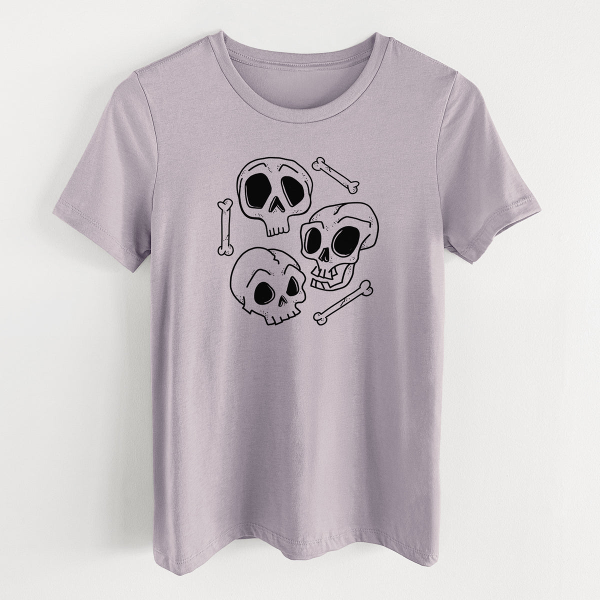 Skull Trio - Women&#39;s Lightweight Relaxed Fit 100% Cotton Crewneck