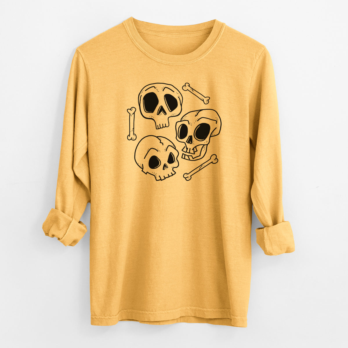 Skull Trio - Men's Heavyweight 100% Cotton Long Sleeve