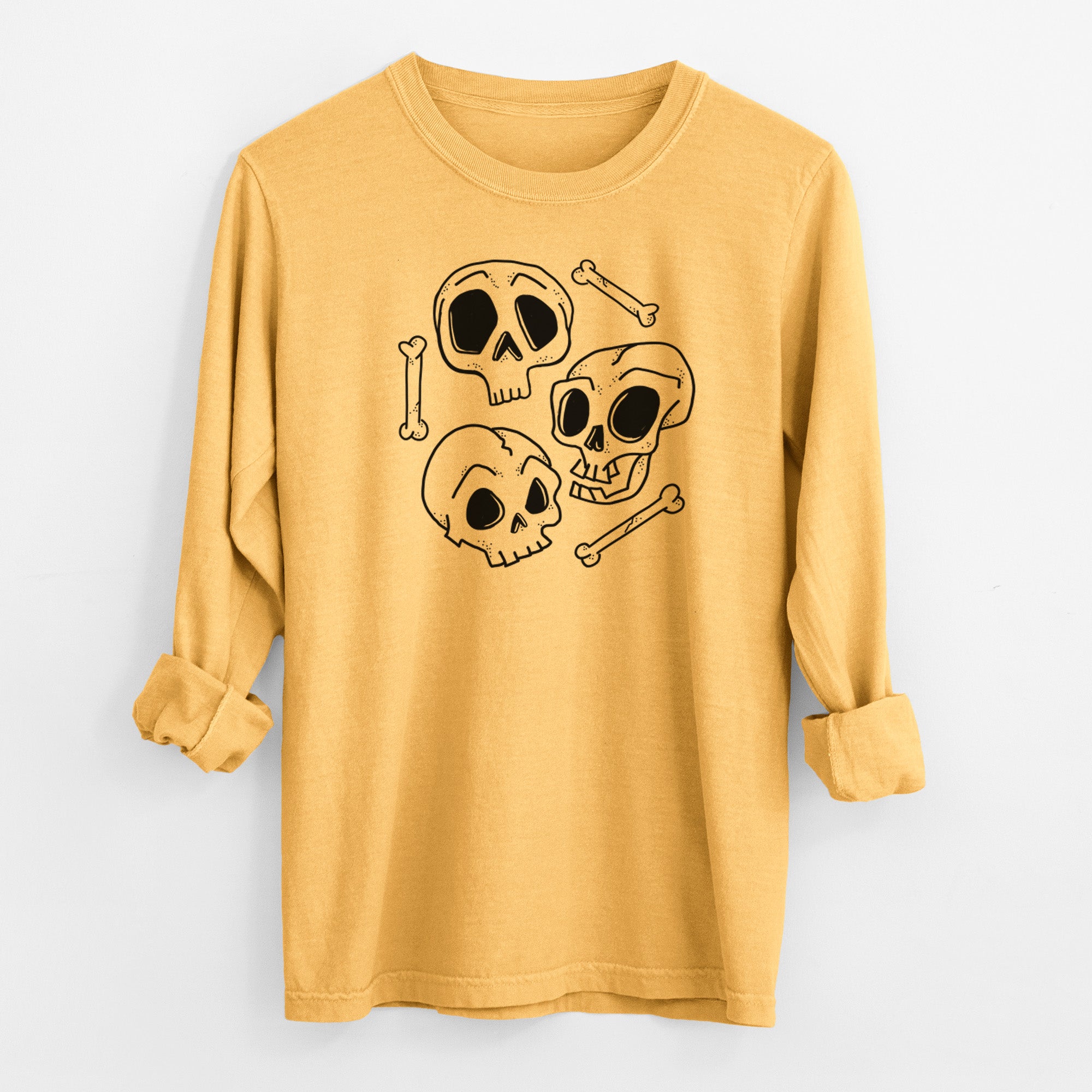 Skull Trio - Men's Heavyweight 100% Cotton Long Sleeve