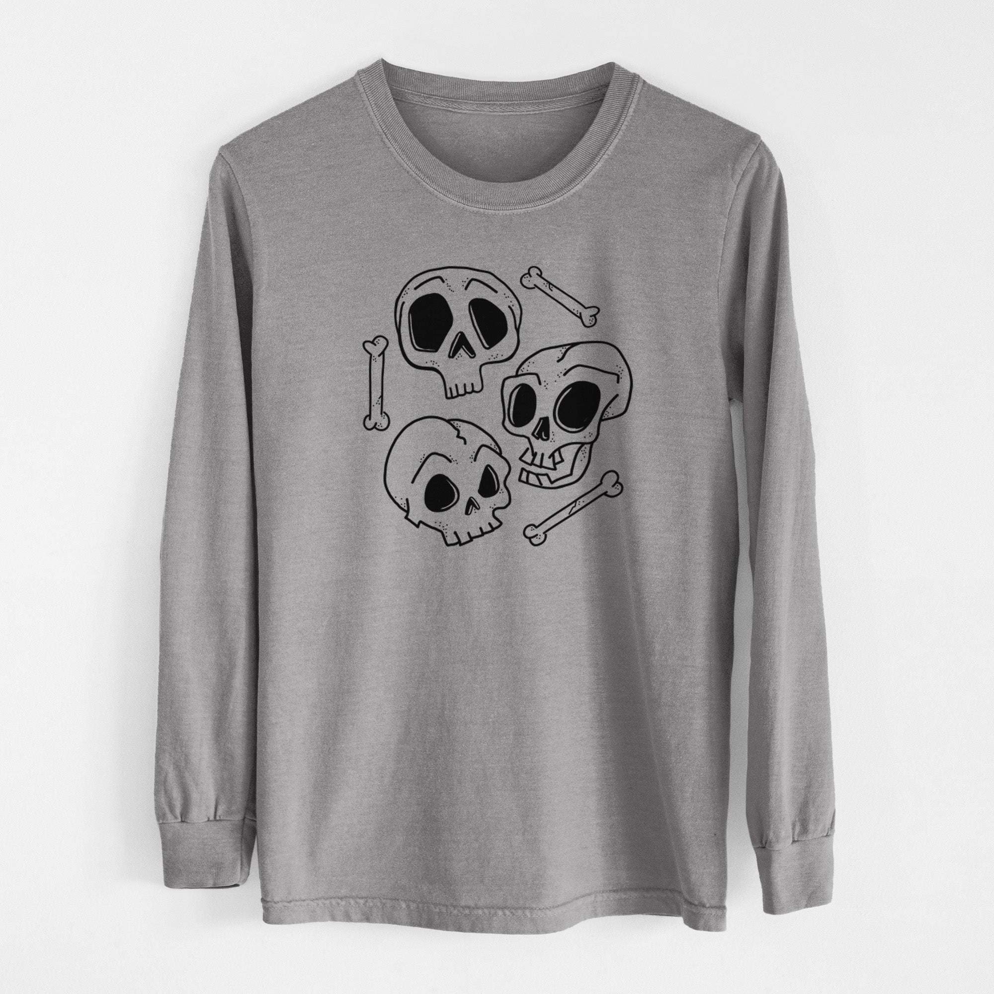 Skull Trio - Men's Heavyweight 100% Cotton Long Sleeve