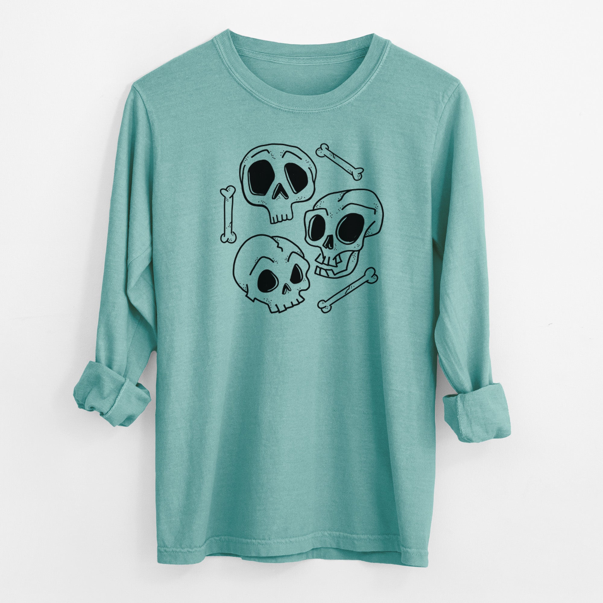 Skull Trio - Men's Heavyweight 100% Cotton Long Sleeve