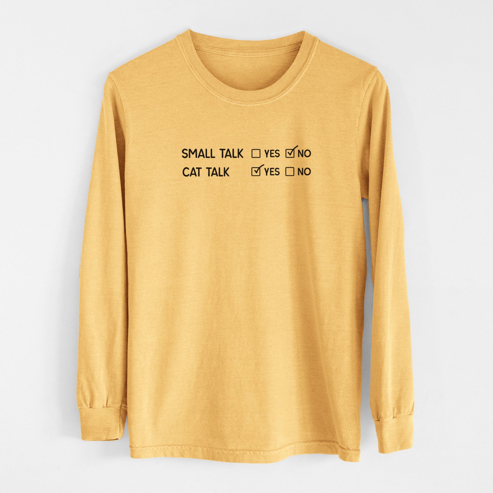 Small Talk No - Cat Talk Yes - Men's Heavyweight 100% Cotton Long Sleeve