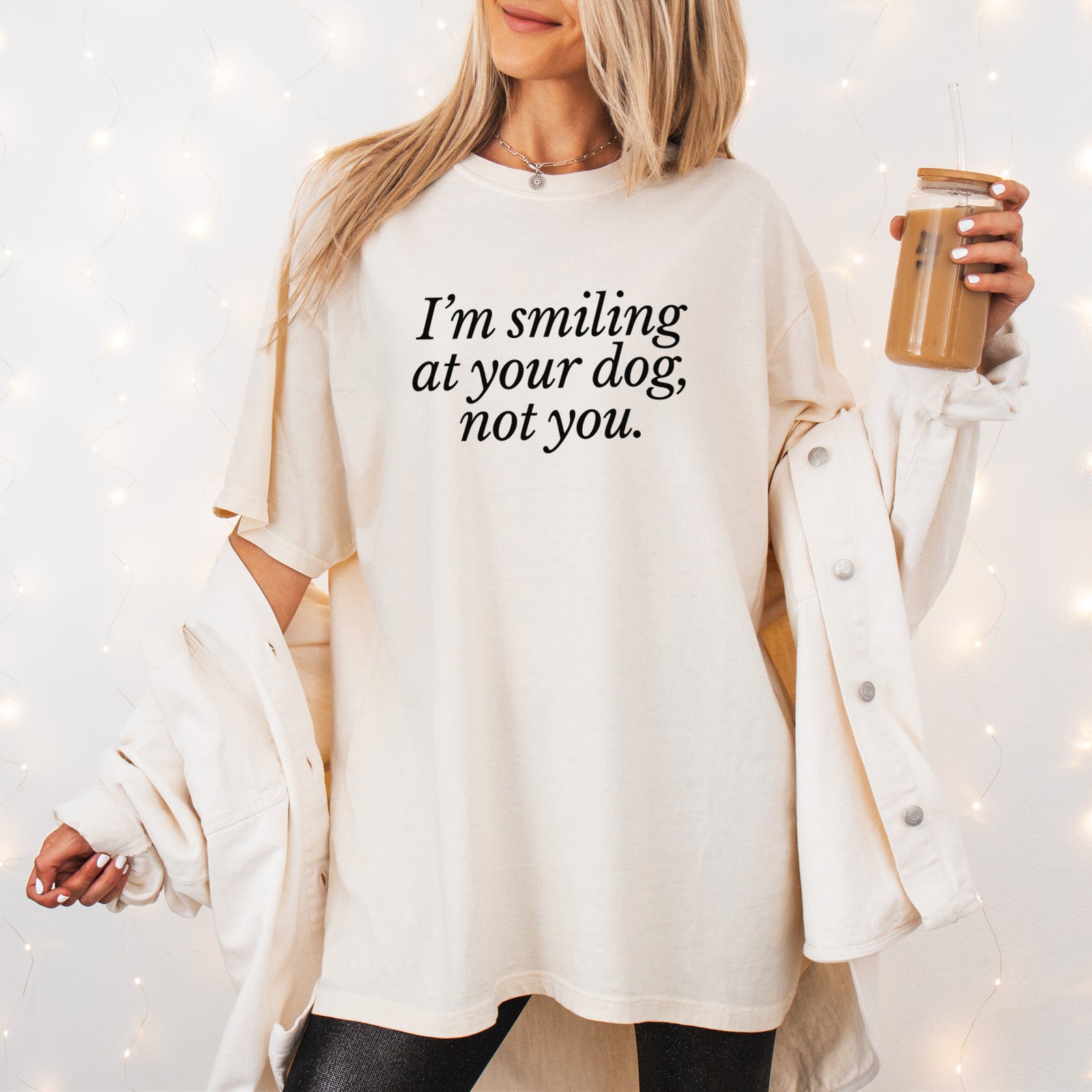 I’m smiling at your dog, not you - Unisex Comfort Colors Garment-Dyed Heavyweight T-shirt, worn by model