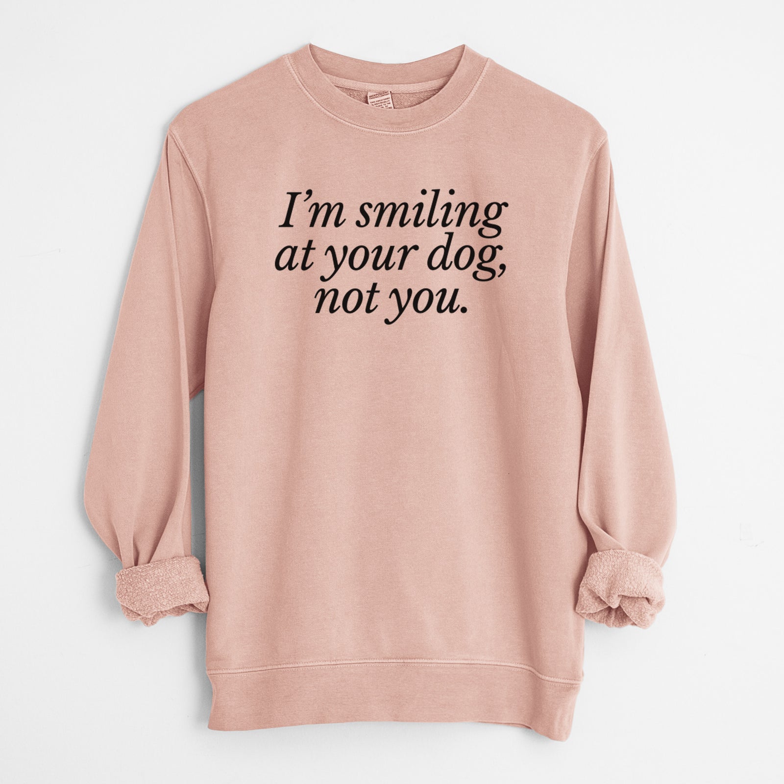 I’m smiling at your dog, not you - Unisex Pigment Dyed Crew Sweatshirt