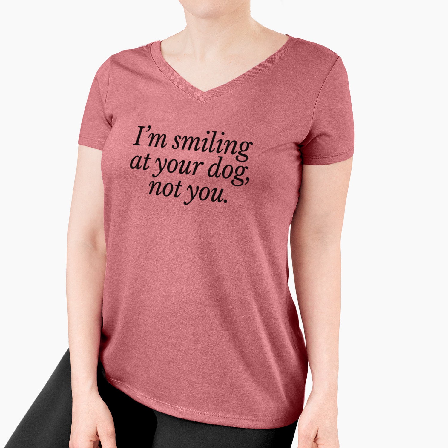 I’m smiling at your dog, not you - Women's Perfect V-neck Shirt