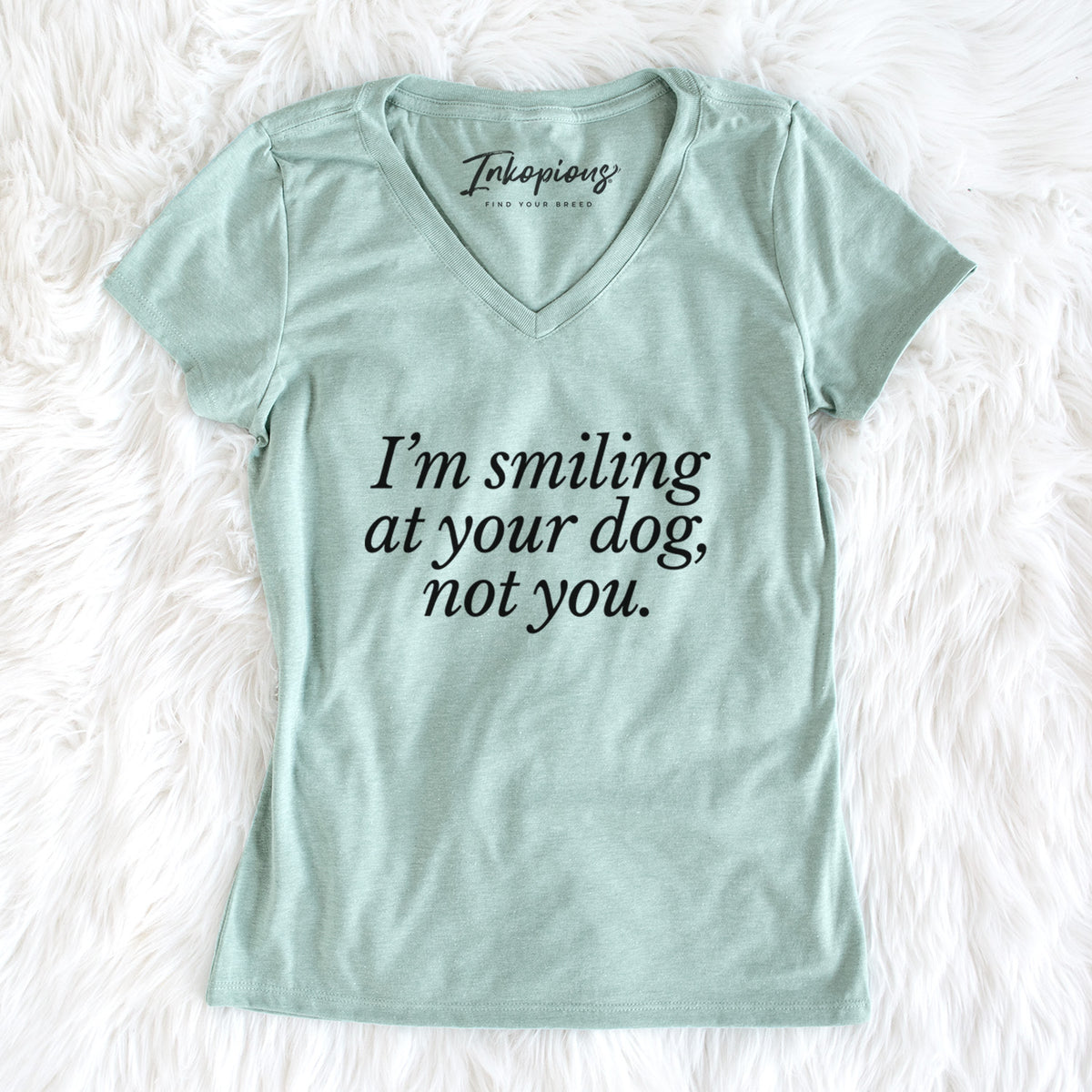 I’m smiling at your dog, not you - Women's Perfect V-neck Shirt