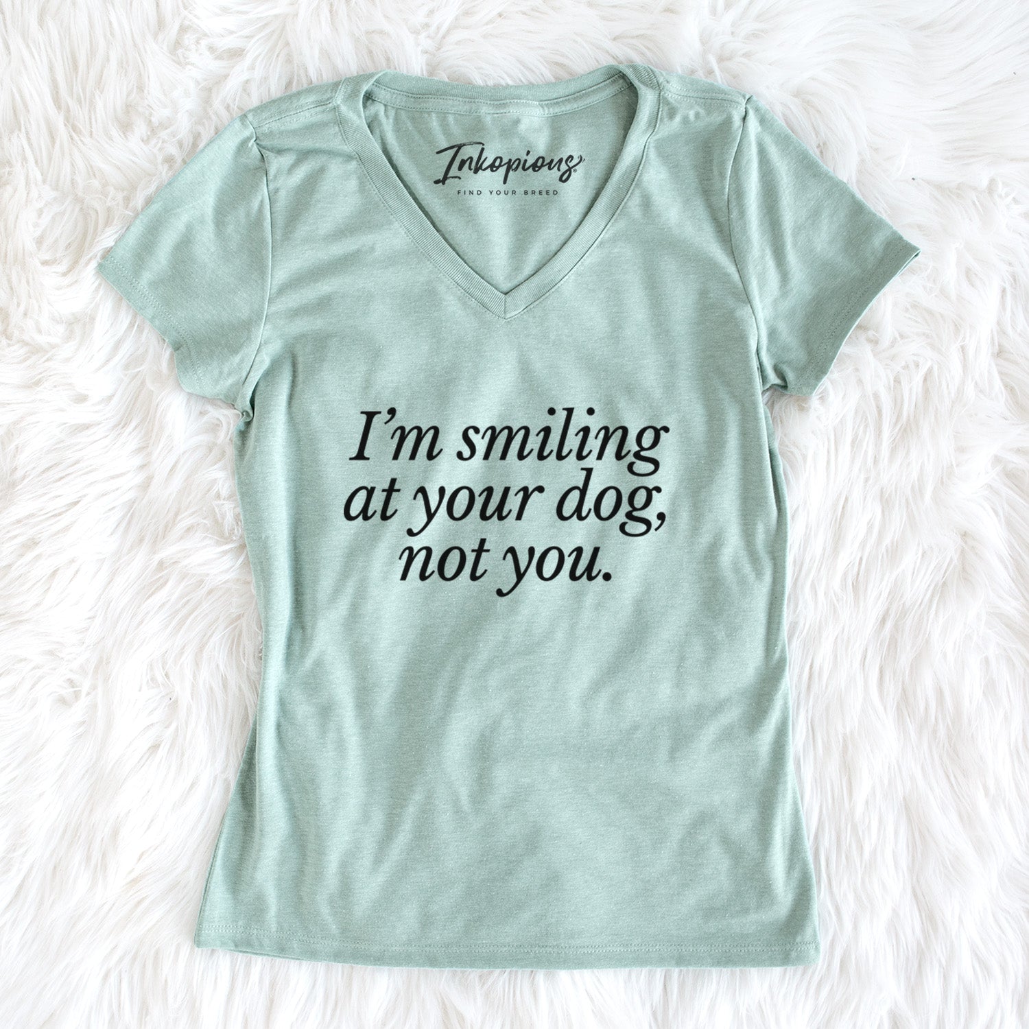 I’m smiling at your dog, not you - Women's Perfect V-neck Shirt
