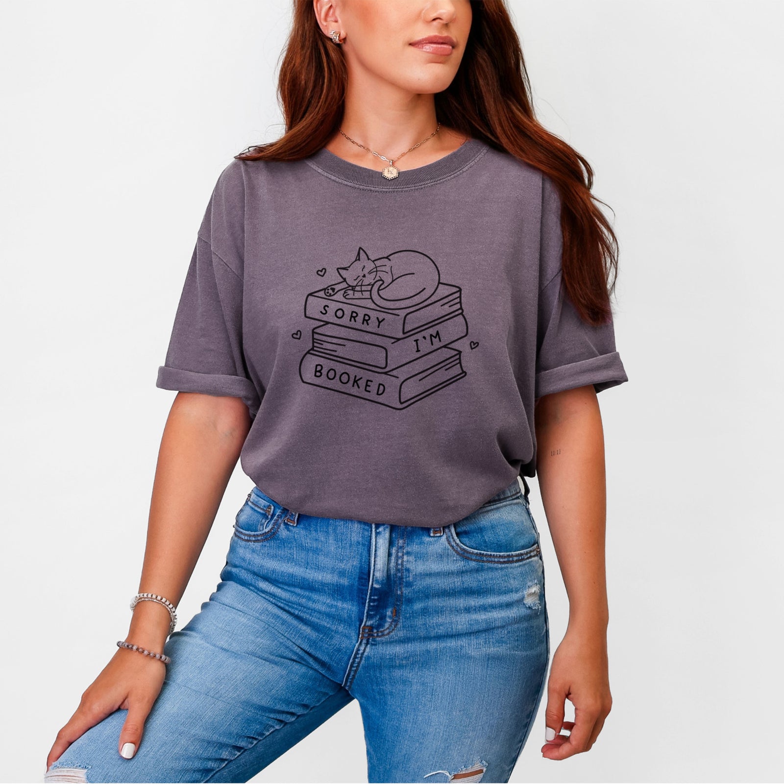 Sorry, I'm Booked - Unisex Comfort Colors Garment-Dyed Heavyweight T-shirt, worn by model